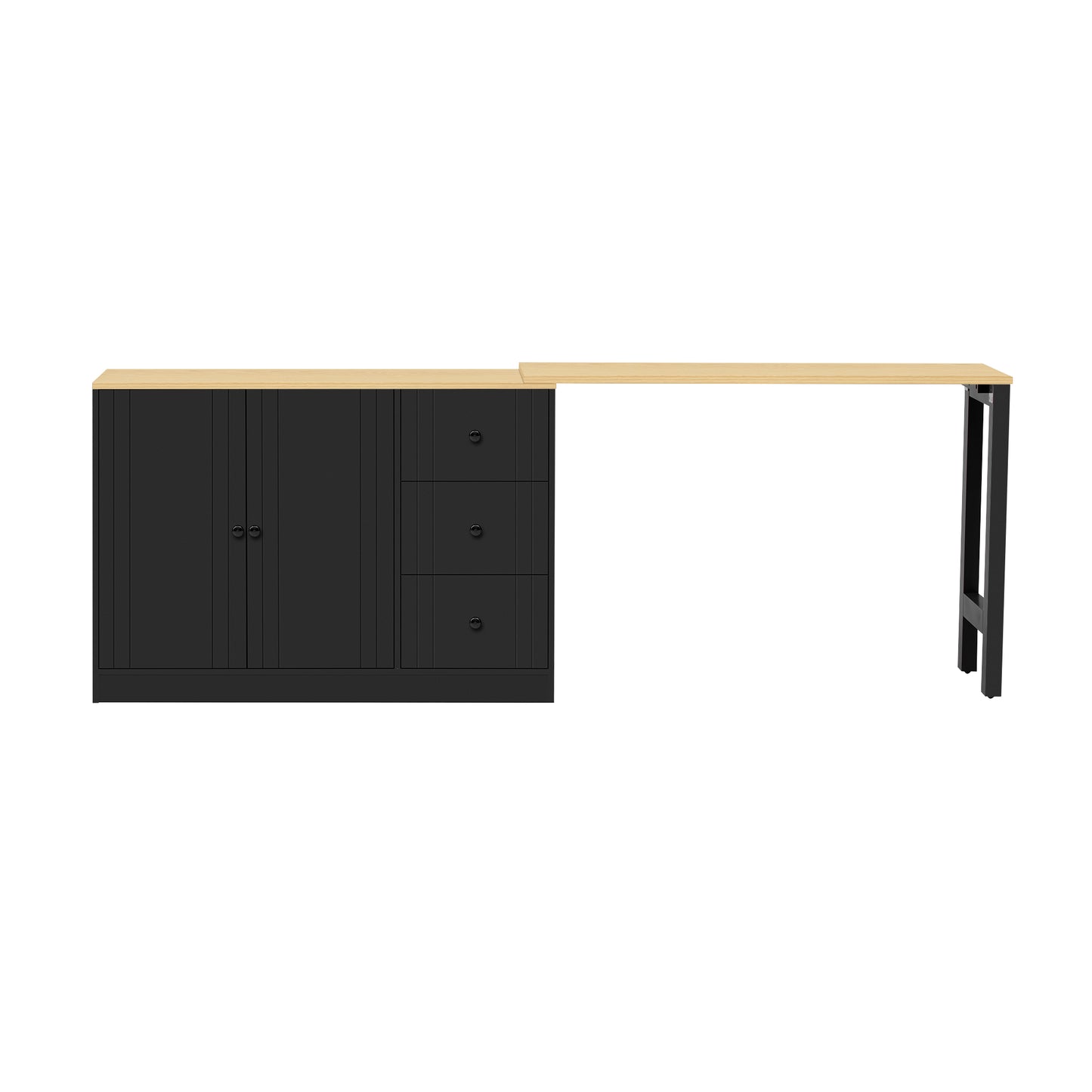 U-STYLE 89.7 Wooden Sideboard With Extendable Table Multifunctional Storage Cabinet With 2 Doors And 3 Drawers For Living Room Study Foyer And Kitchen