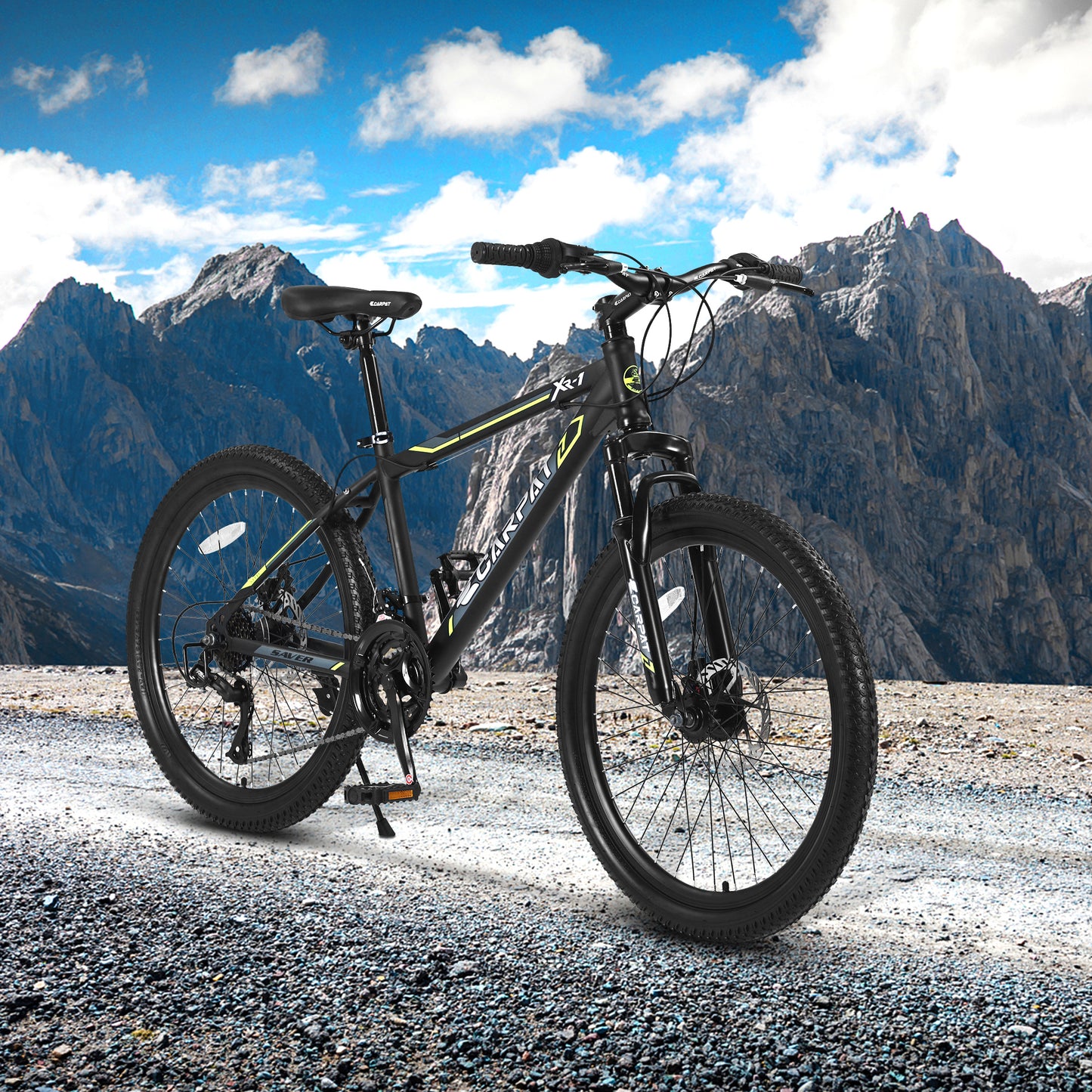 A26207 26 Inch Steel Frame Shock Fork Plus Shock Absorber 21-speed Unisex Mountain Bike