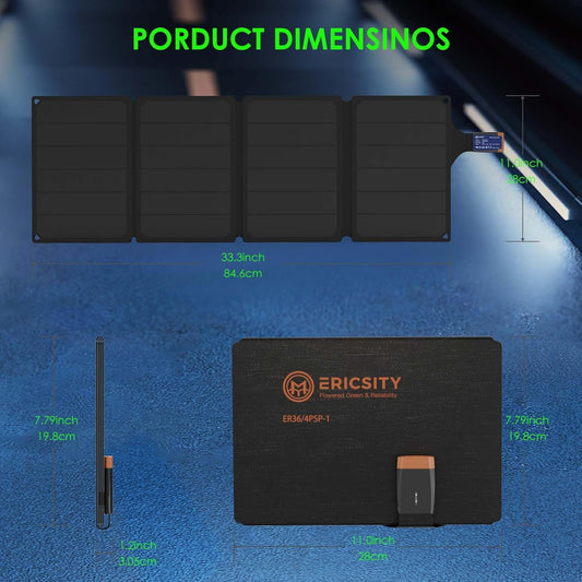 Portable 36W Solar Charger Foldable Solar Panel USB Solar Phone Charger