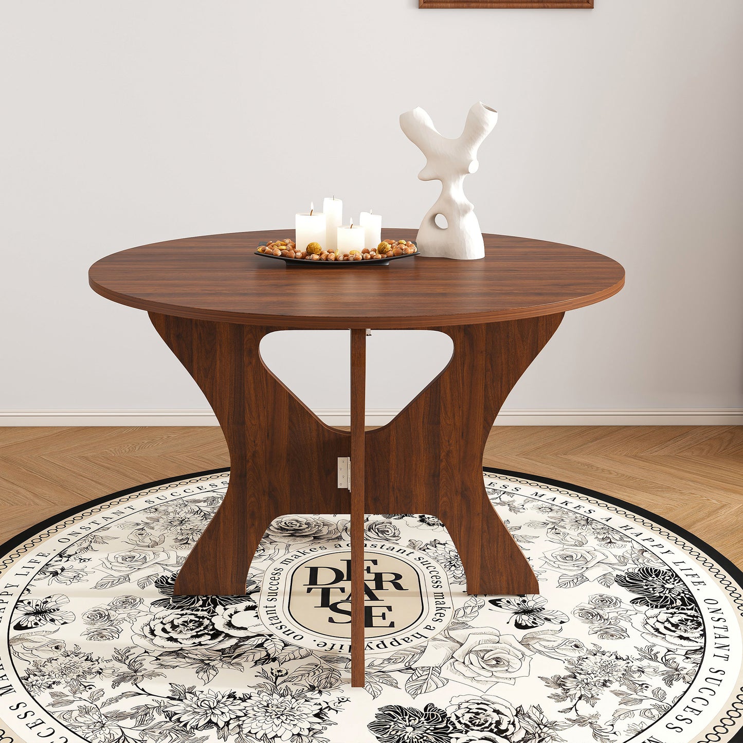 43 In Folding Dining Table For Small Spaces  MDF Table With Walnut Veneer  Space Saving Foldable Kitchen Table For Indoor And Outdoor Use