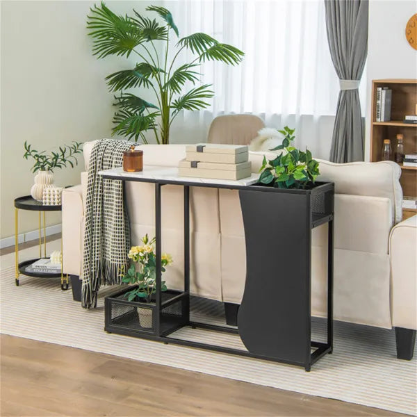 43.5 Inch Versatile Waterproof Console Table, Easy-Assemble Sofa Side Table For Photo Frame & Plant Display
