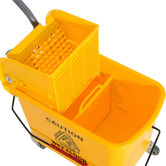 Compact Mop Bucket With Wringer, Mop Bucket On Wheels, 21 Quart, Separate Dirty And Clean Water, Yellow