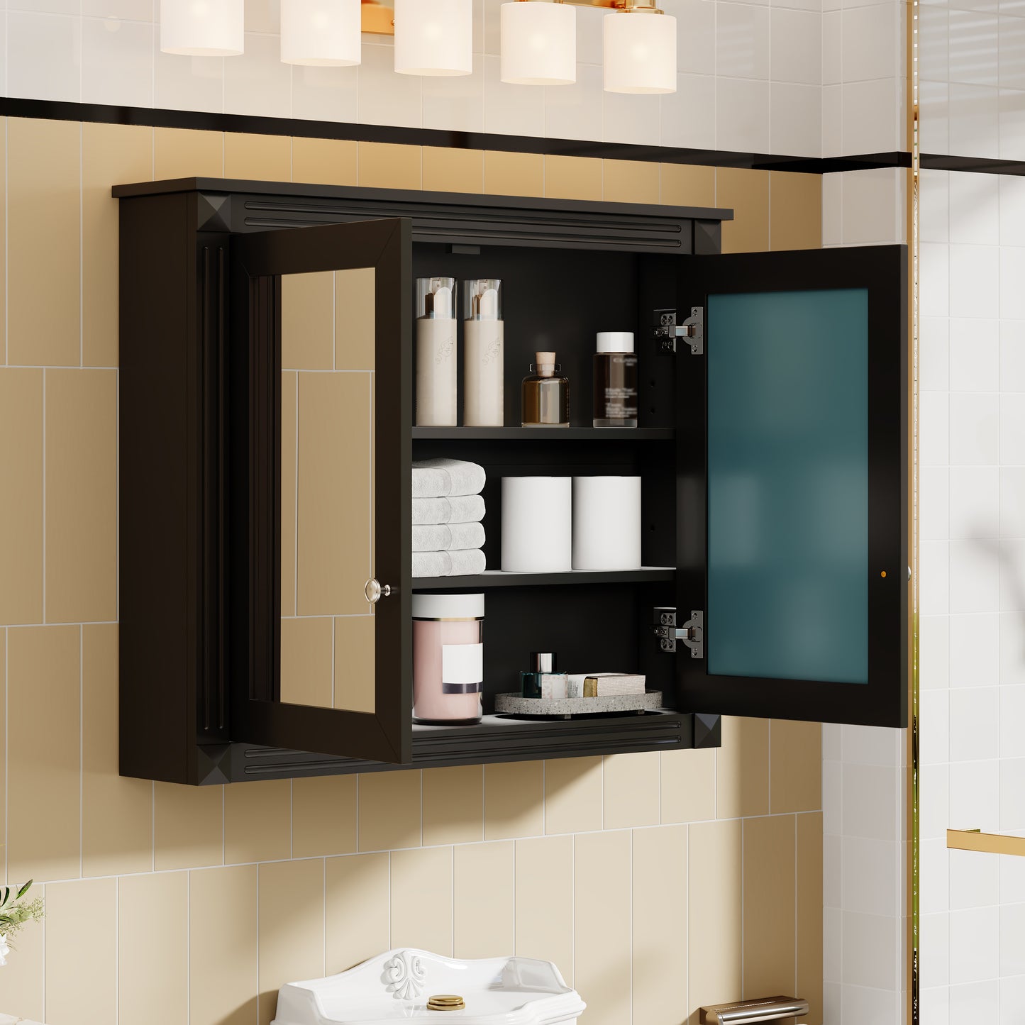36   X 28   Medicine Cabinet, Wall Mounted Bathroom Storage Cabinet, Modern Bathroom Wall Cabinet With 2 Mirrors, Medicine Cabinet, Mirror Cabinet With 2 Adjustable Shelves