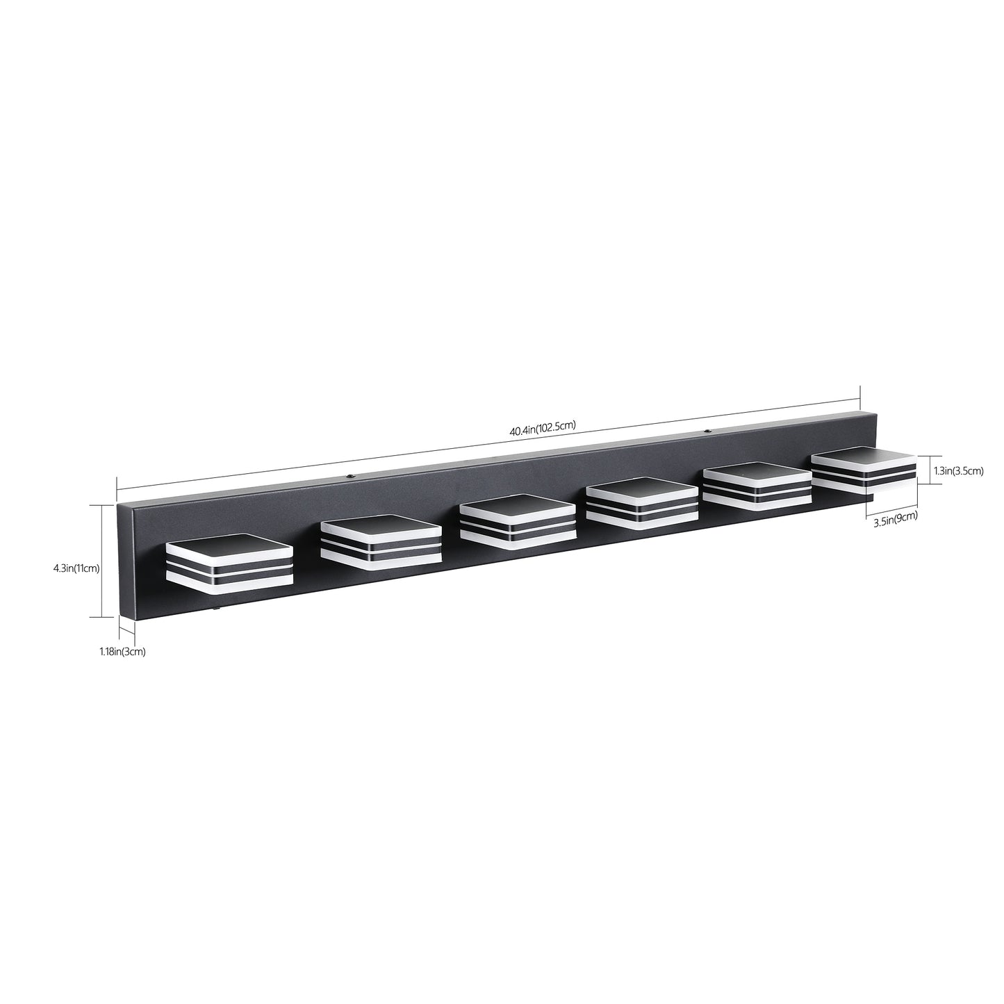 40  Modern 6-Light LED Vanity Light - Sleek Bathroom Wall Fixture, Iron & Acrylic, Dimmable & Energy-Efficient, Ideal For Mirror Lighting