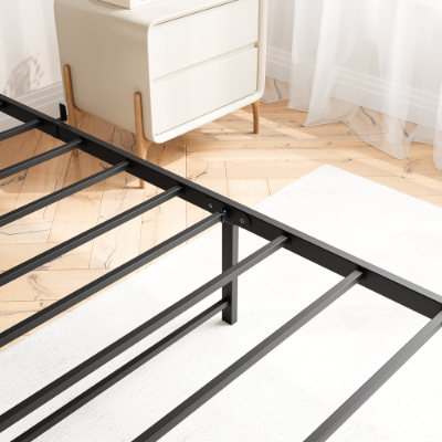 Full Size Bed Frame With Storage Headboard, Metal Platform Bed With Charging Station, Bookcase Storage, No Box Spring Needed, Easy Assembly, Noise-Free, Black