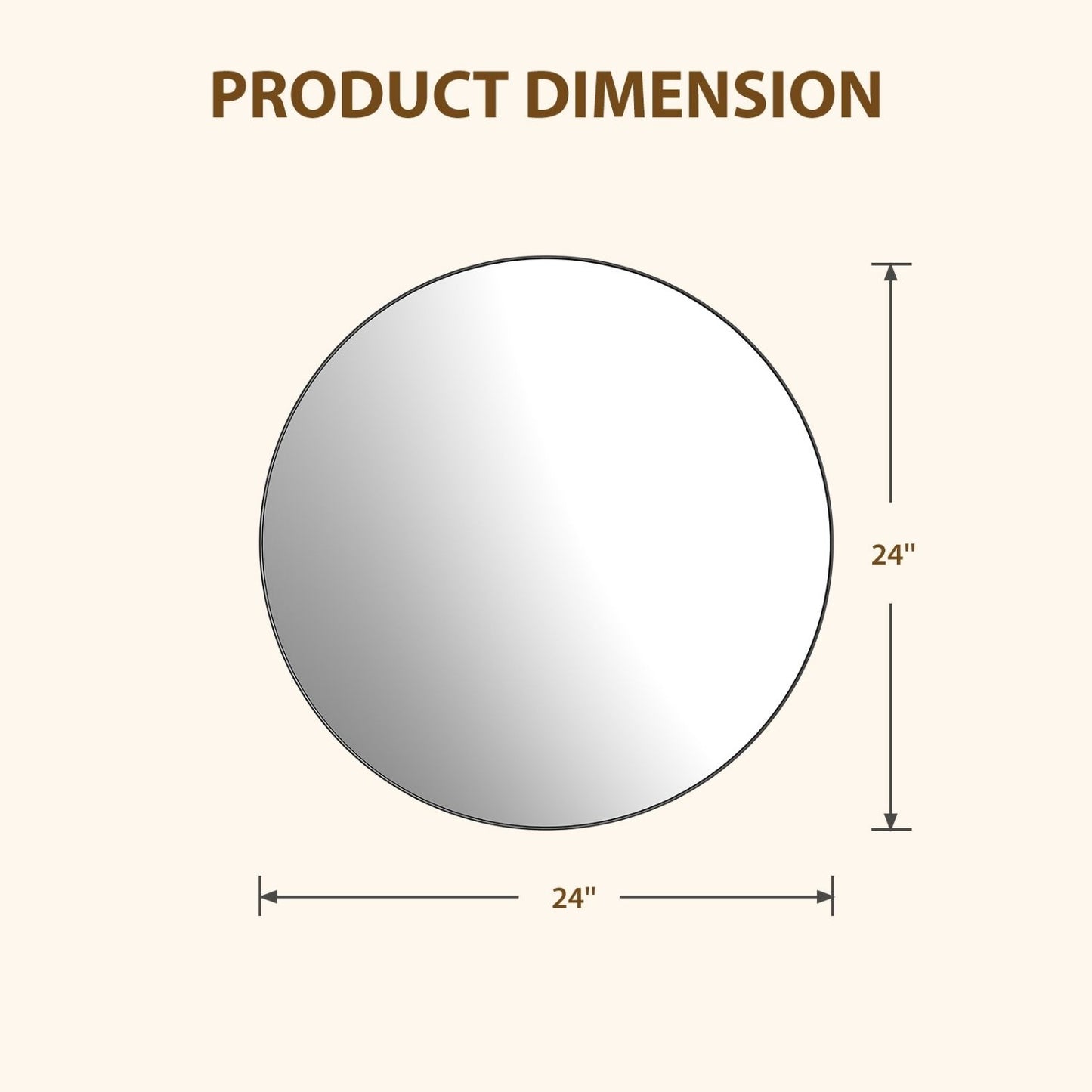 Round Wall Mirror With Metal Frame, Bathroom Round Wall Mirror