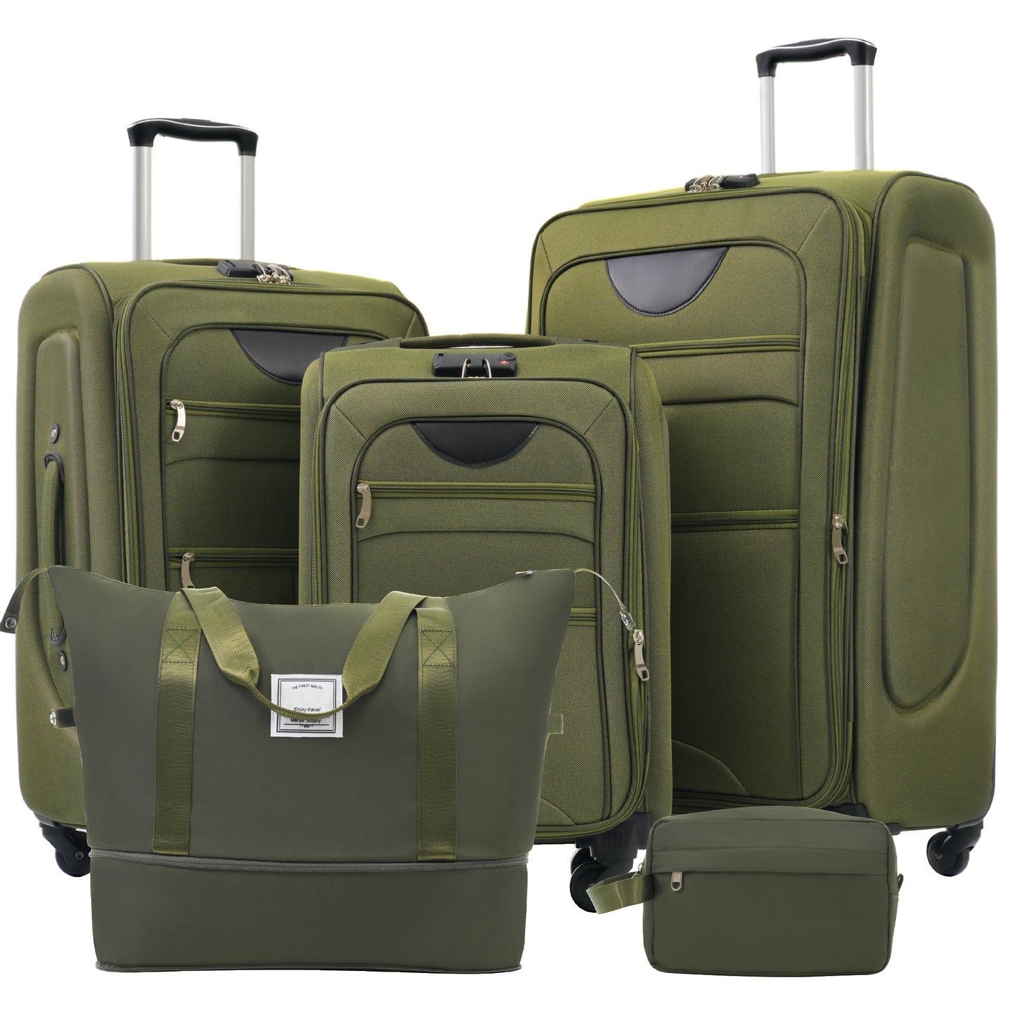 Softside Luggage Expandable 3 Piece Set Suitcase With Duffel Bag Upright Spinner Softshell Lightweight Luggage Travel Set-22 26 30 IN