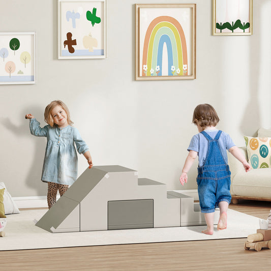 2 Piece Foam Climbing Toys For Toddlers 1-3 Years To Slide, Climb And Crawl, Light Gray