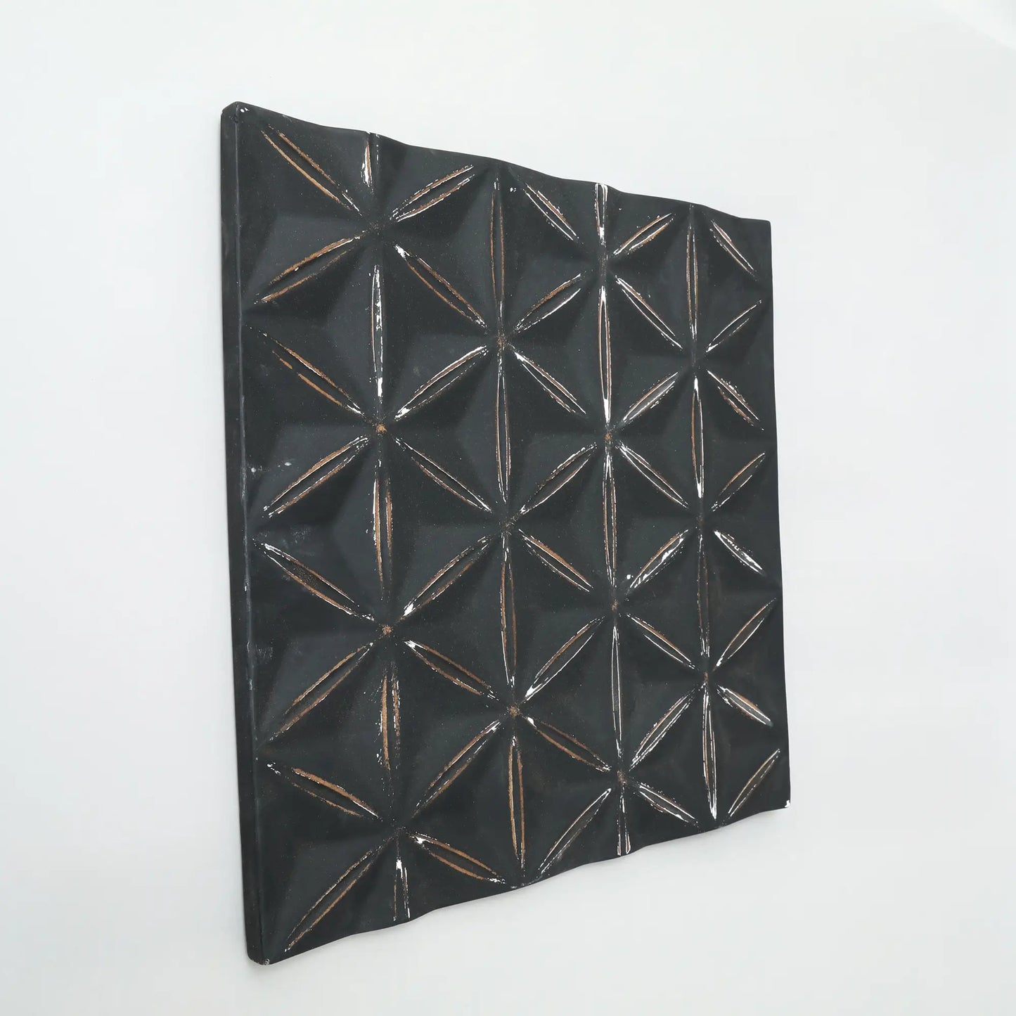 Black Square Shape Handcrafted MDF Wall Decor -16 X16  Elegant Home Accent