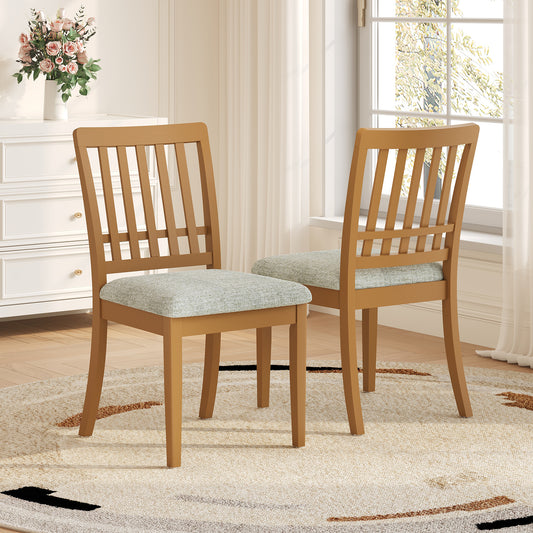 2-Piece Modern Scandinavian Dining Chairs, Curved Wood Backrest With Gray Fabric Seat, Finish For Dining Room And Apartment, Easy To Assembly -LIGHT BROWN