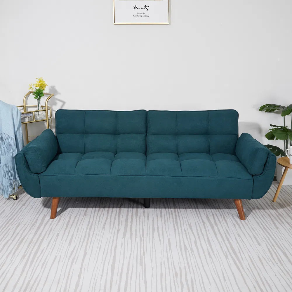 75' Flared Arm Convertible Sleeper Sofa-Green