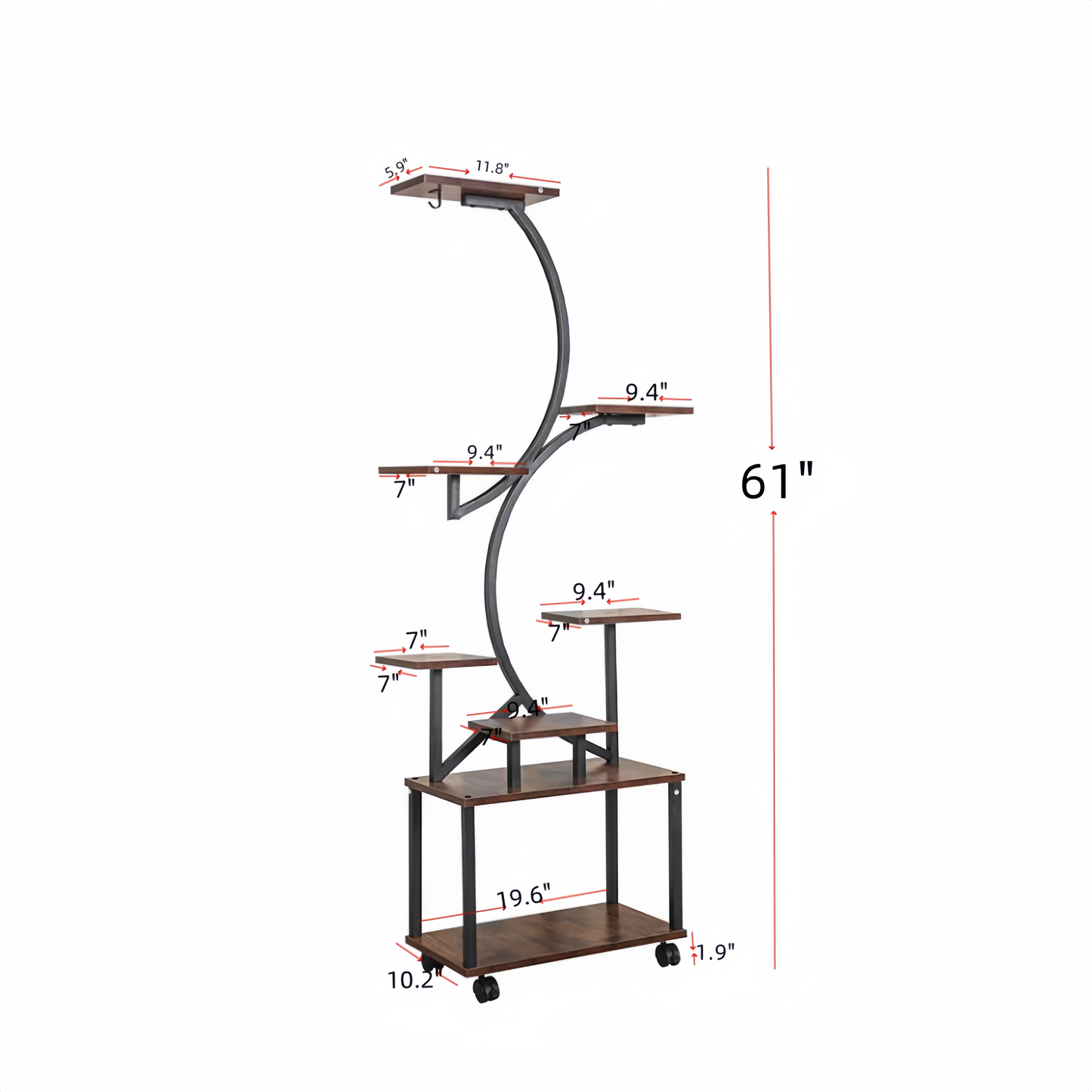 Plant Stand With Grow Lights, 8 Tiered Indoor Plant Shelf, 61 Tall Plant Stand For Indoor Plants Multiple, Metal Plant Flower Holder Stand, S-Shaped Plant Rack For Home Patio