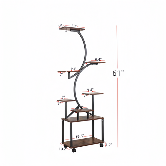 Plant Stand With Grow Lights, 8 Tiered Indoor Plant Shelf, 61 Tall Plant Stand For Indoor Plants Multiple, Metal Plant Flower Holder Stand, S-Shaped Plant Rack For Home Patio