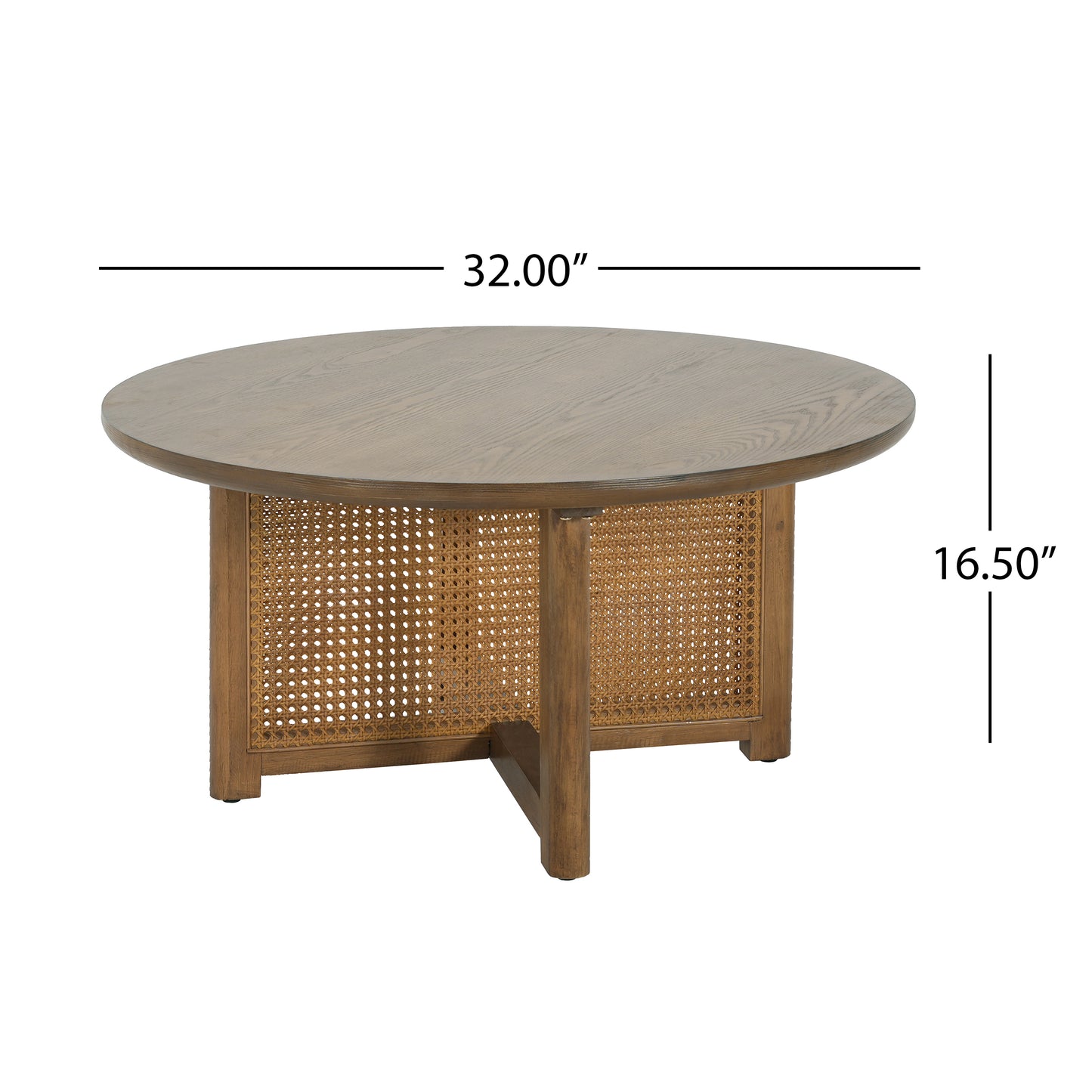 32 Rattan Coffee Table, Round Rattan Woven Wood Coffee Table