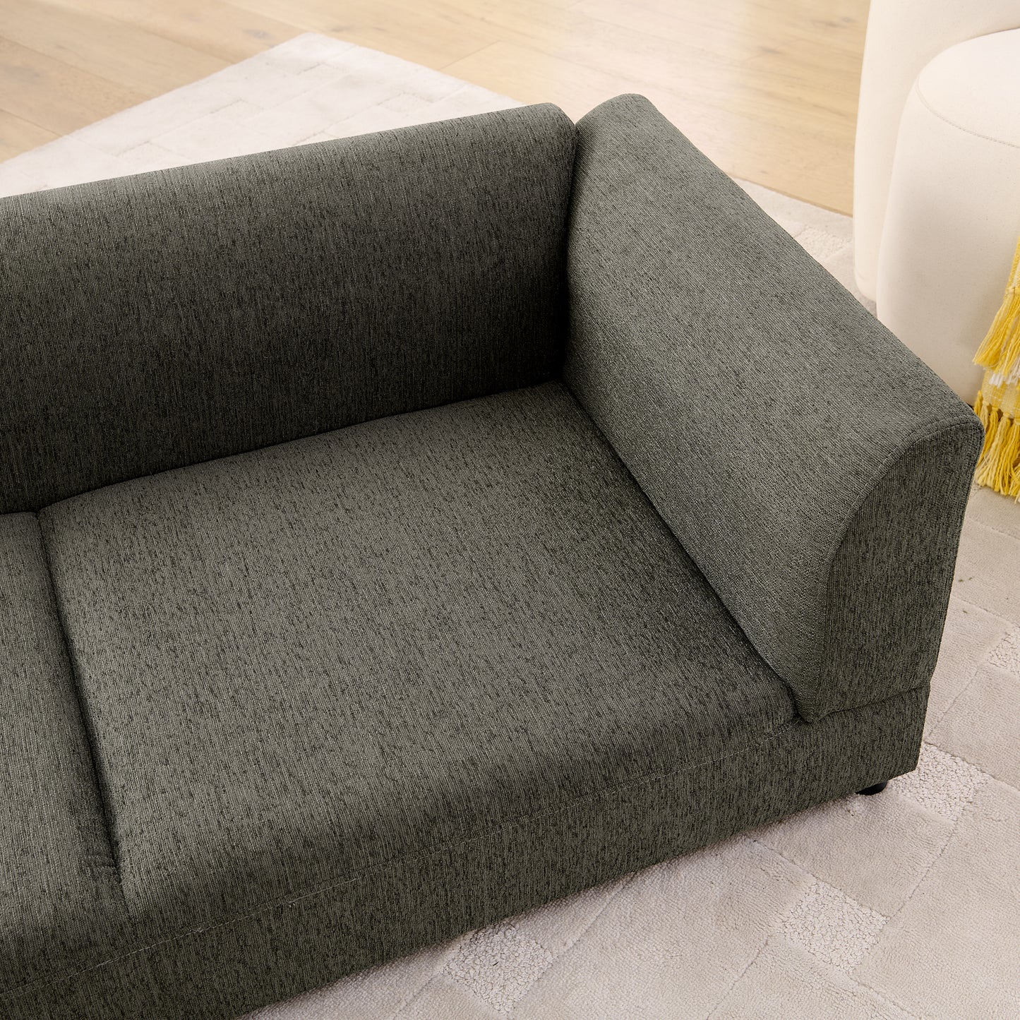 Comfortable Oversized Pet Sofa For Medium Large Dogs - Modern Rectangular Design With Backrest, Armrests & Soft Cushion -Dark Gray 56.x26x17