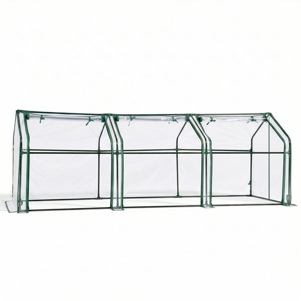 Mini Greenhouse With PVC Cover, Indoor Outdoor Plant Gardening Green House For Garden Backyard, 106X36X36in, White