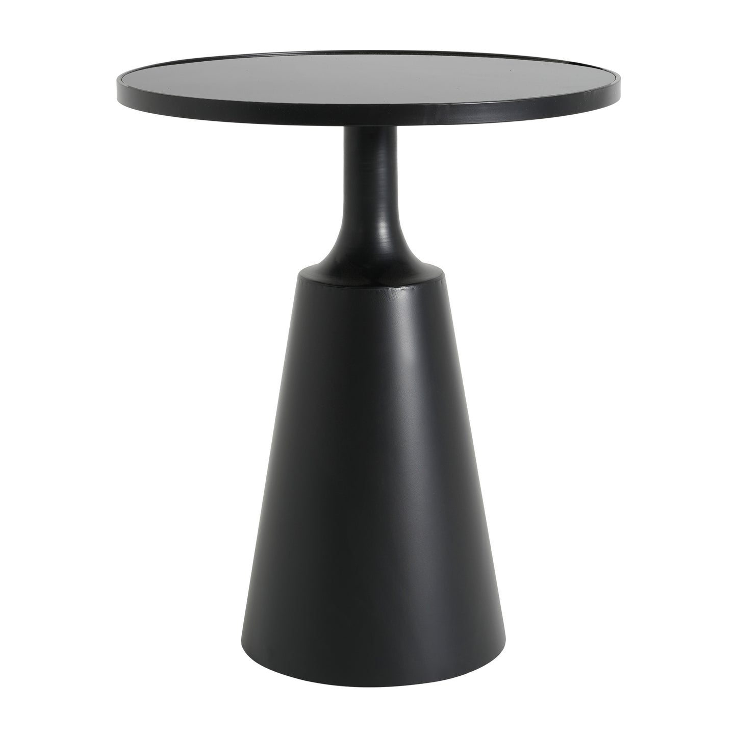 Modern Black Iron Side Table With Round Glass Top - 20  Diameter, 24.25  H, 75 Lbs Capacity - Assembly-Free Accent Table For Living Room, Bedroom, Or Office