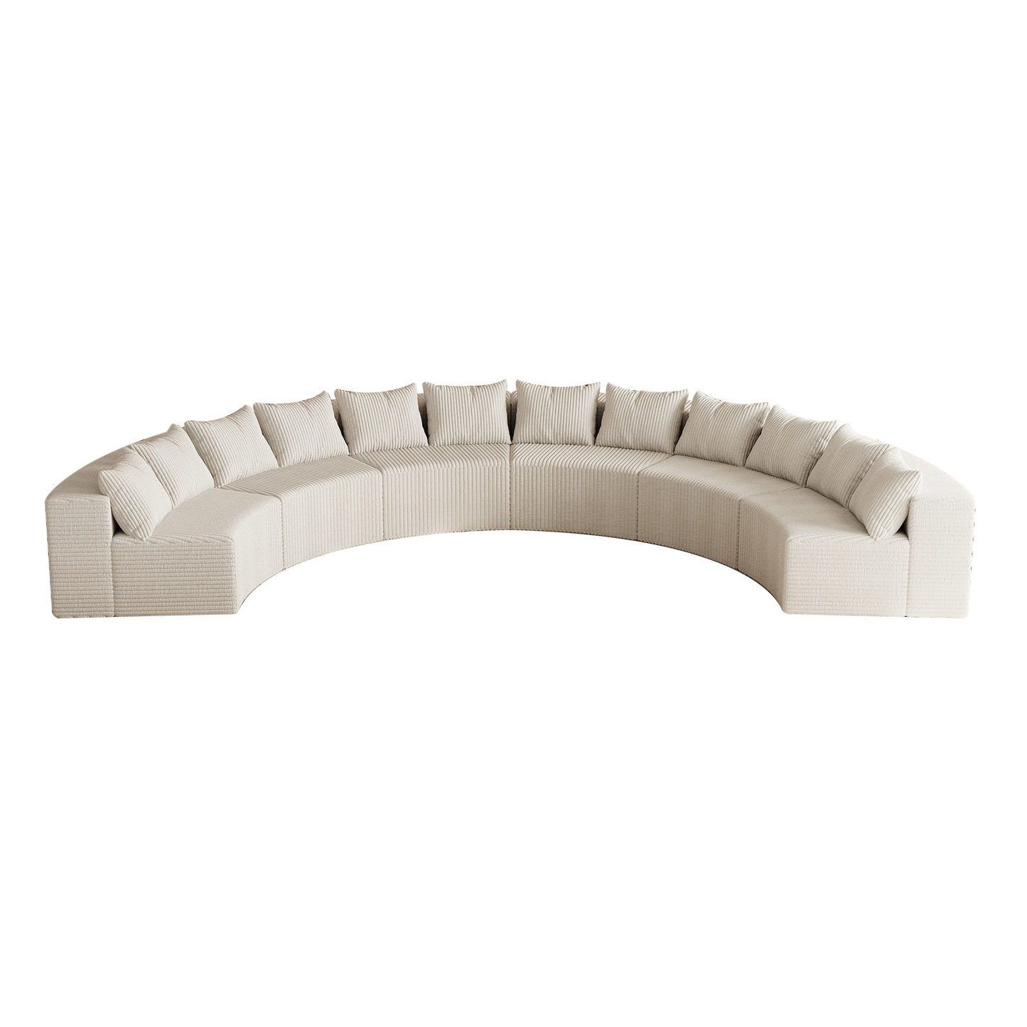 Corduroy Curved Sectional Foam Sofa With 12 Pillows,Curved Symmetrical Modular Semi Circular Sofa Sectional For Bedroom, Living Room, Office For Leisure Or Nap, Reading Room, And Lobby  Six Modules