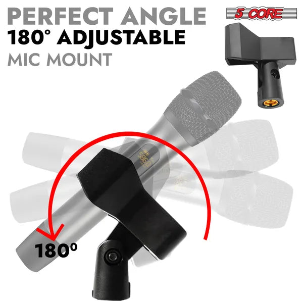5 Core Microphone Stand 3 Level Height Adjustable 24-67" W Heavy Duty Round Base Floor Mic Stands