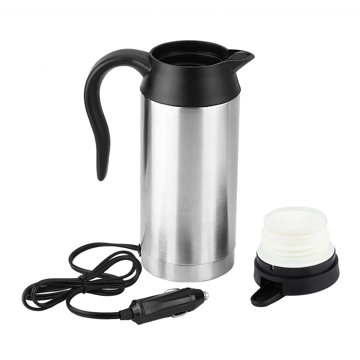 Car Electric Kettle 750ML Capacity Sealed Lid 304 Stainless Steel Car Electric Mug Heater For Travel Camping