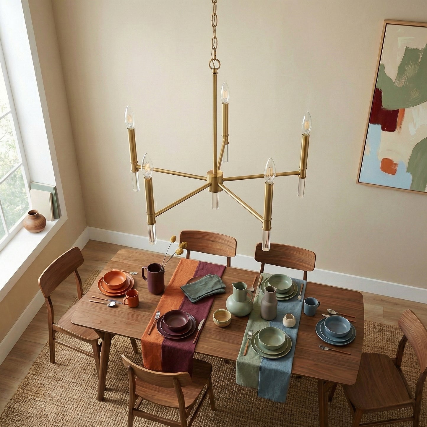 Courtyard Five Light Golden Brass Candle Light Chandelier 24  W X 17.75  H