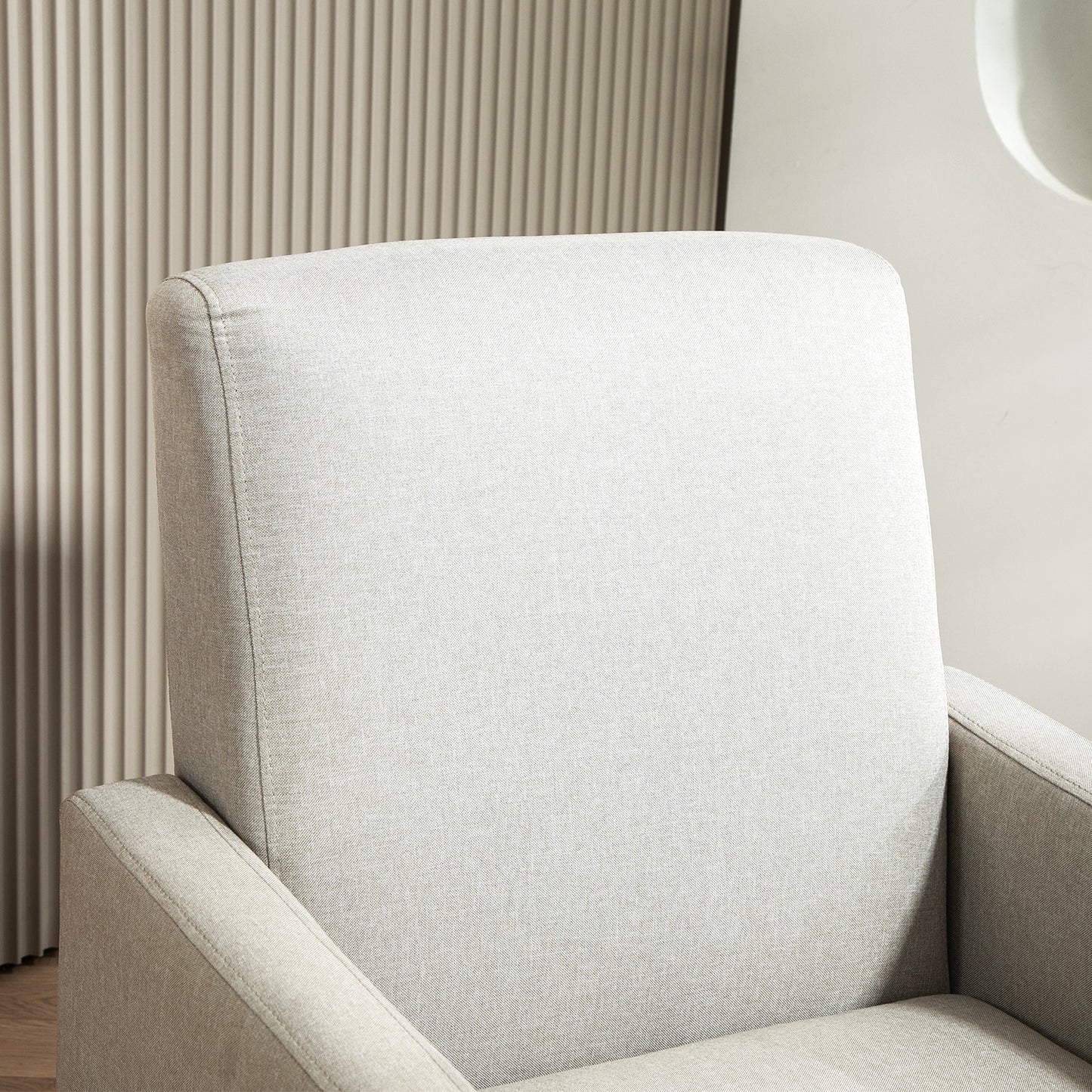 Faux Linen Upholstered Accent Chair, Modern Armchair With Solid Wood Frame, Single Sofa Chair For Living Room Bedroom