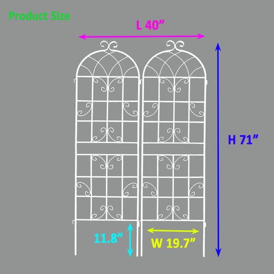 2 Pack Metal Garden Trellis 71  X 19.7  Rustproof Trellis For Climbing Plants Outdoor Flower Support Cream White