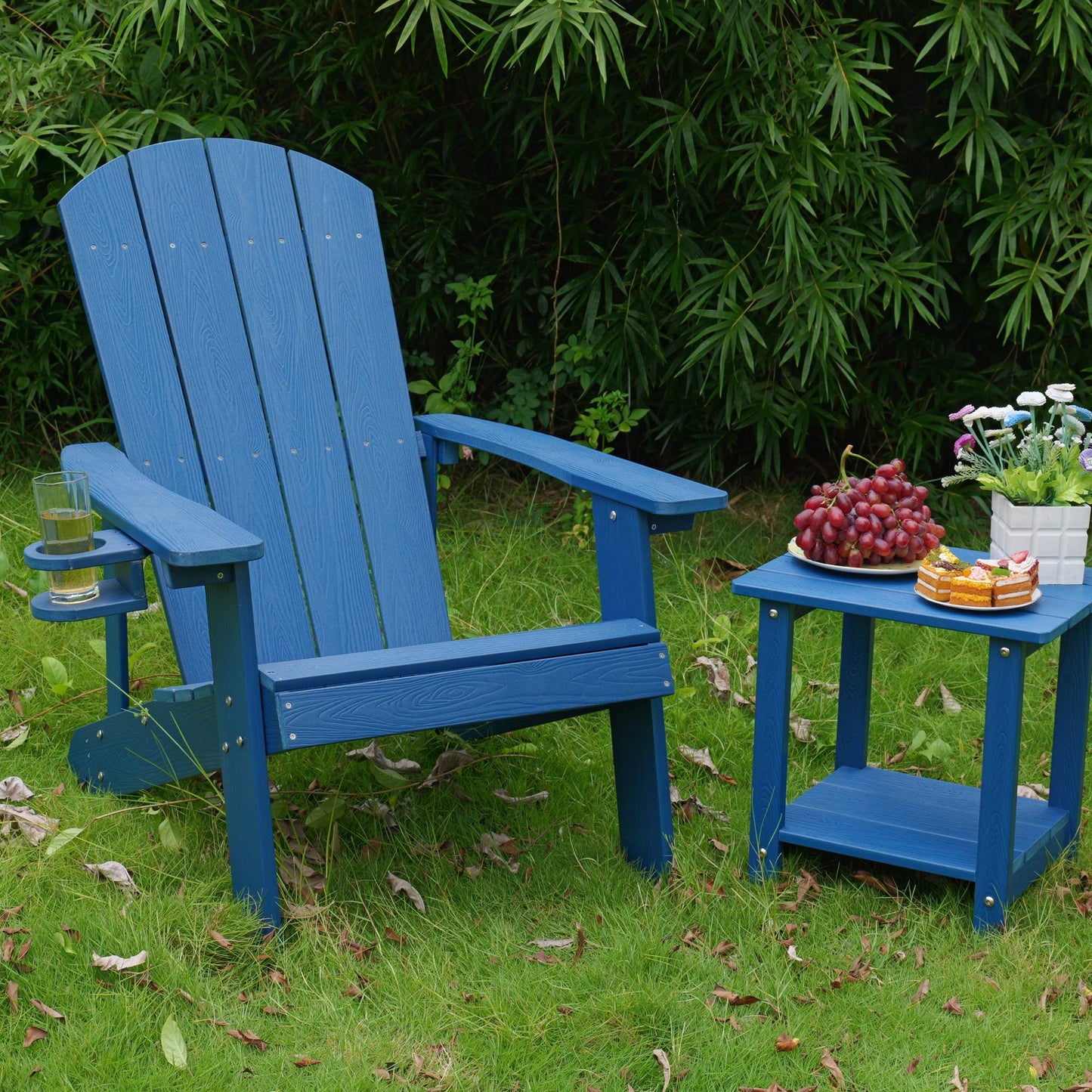 Outdoor Lounge Chair With Cup Holder For Patio Relaxation & Garden Leisure Gatherings,HIPS Material