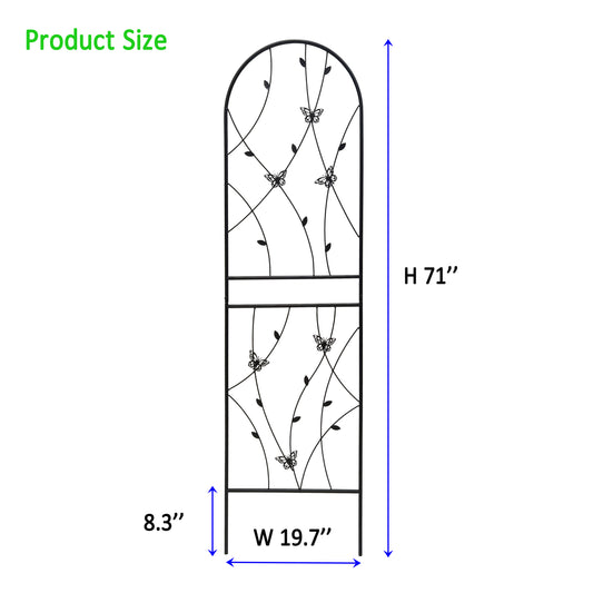 4 Pack Metal Garden Trellis 71  X 19.7  Rustproof Trellis For Climbing Plants Outdoor Flower Support Butterfly Deco Black