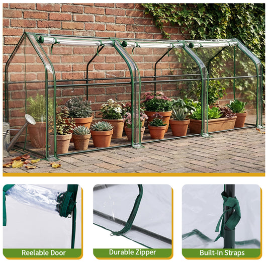 Mini Greenhouse With PVC Cover, Indoor Outdoor Plant Gardening Green House For Garden Backyard, 106X36X36in, White