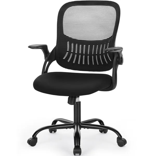 Office Mid Back Ergonomic Mesh Computer Desk Larger Seat Executive Height Adjustable Swivel Task Chair With Lumbar Support