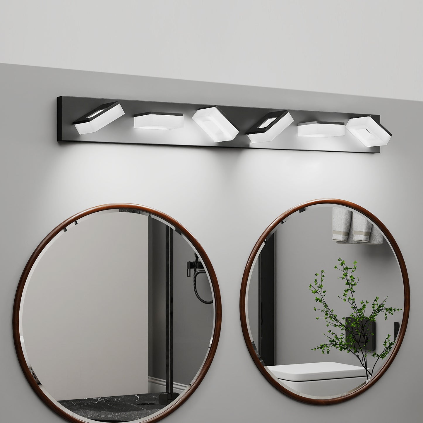 LED Modern Bathroom Vanity Light Fixtures  6-Light, 39-Inch, Matte Black Modern Acrylic Bathroom Wall Lighting Fixtures Over Mirror  Cool White 6000K
