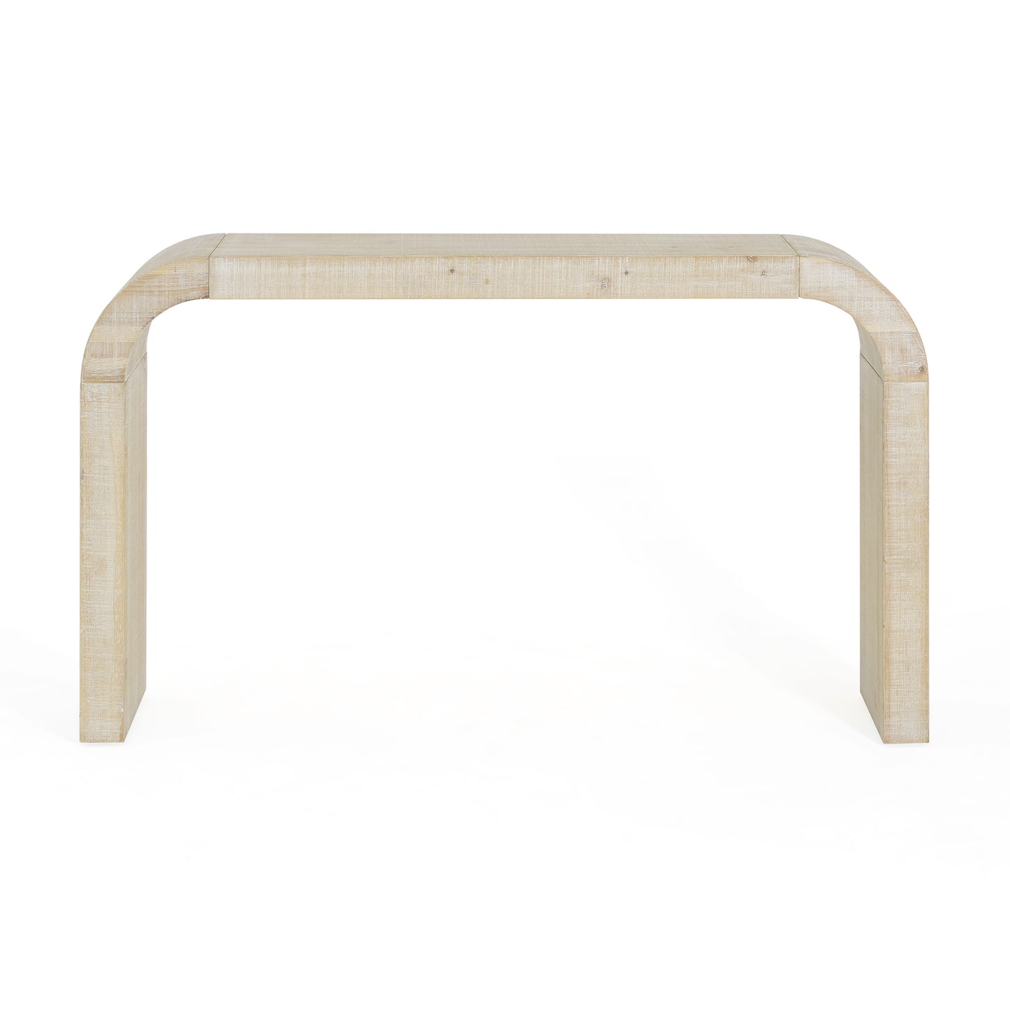 52 Wood Console Table With Curved Edge, Natural Texture, Perfect For Entryways And Living Rooms