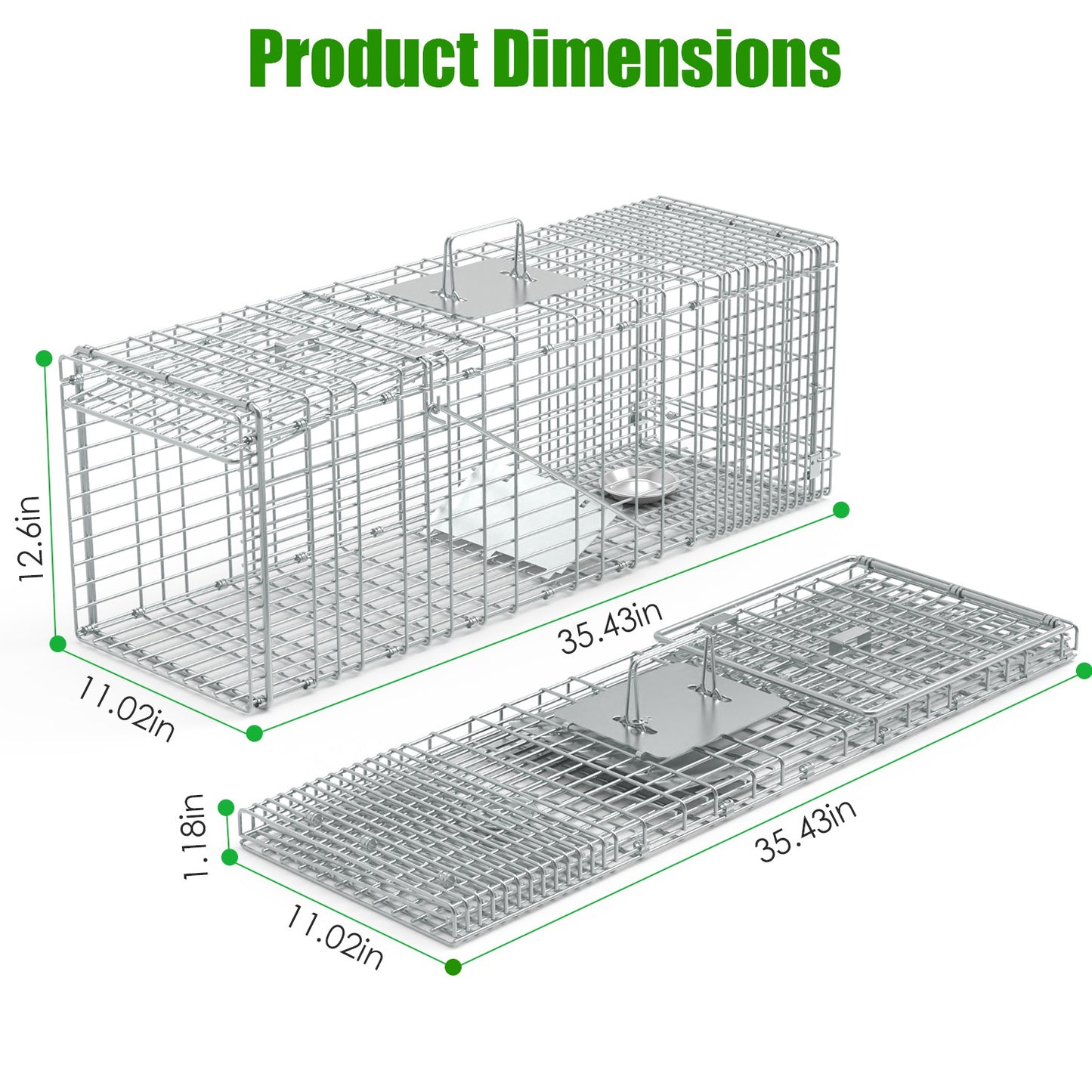 1Pc Humane Cat Trap Cage With Gloves Catch Release Live Animal Rodent Cage Collapsible Galvanized Wire For Raccoons Beavers Groundhogs Foxes Armadillos