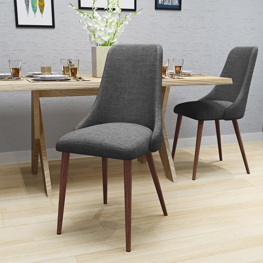 Mid Century Modern Fabric Armless Dining Chairs, Set Of 2, Light Gray
