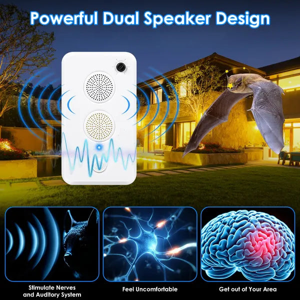 2Pack/4Pack Options - Rechargeable Ultrasonic Bat Repellent Indoor Outdoor Bird Mouse Deterrent Device With 6 Adjustable Levels For Attic Porch House