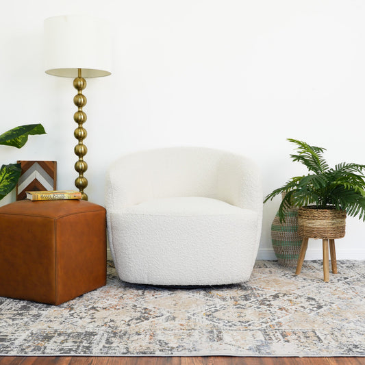 Hot Sell Mina White Boucle Swivel Chair