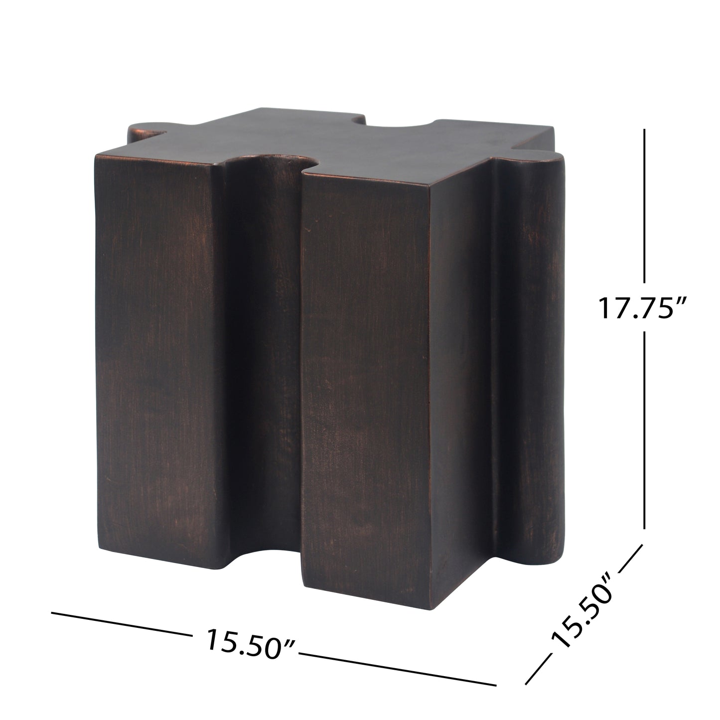 2-Piece Artistic Puzzle Table Set,Modular MGO Side Tables With Interlocking Design  1 Convex & 1 Concave , 200lb Capacity For Indoor & Outdoor, Antique Copper Color