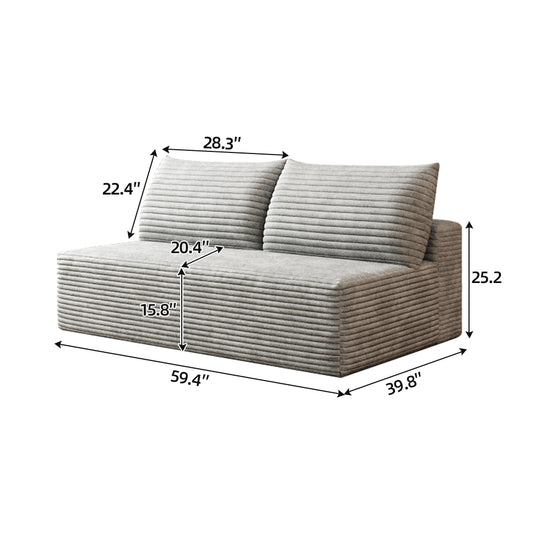 Cloud Sectional Couch,Modern Modular Sofa With Deep Seat, Upholstered Couches For Living Room Bedroom,No Assembly Required,Grey Plush Corduroy Fabric