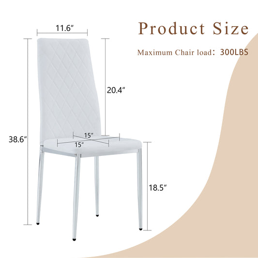 Modern Style Dining Chairs Set Of 6 In White, Essential For Minimalist Homes.Meeting Family Dining Needs,PU Material Seat,Silver Metal Legs,Blending Into Various Home Environments.W1151107276