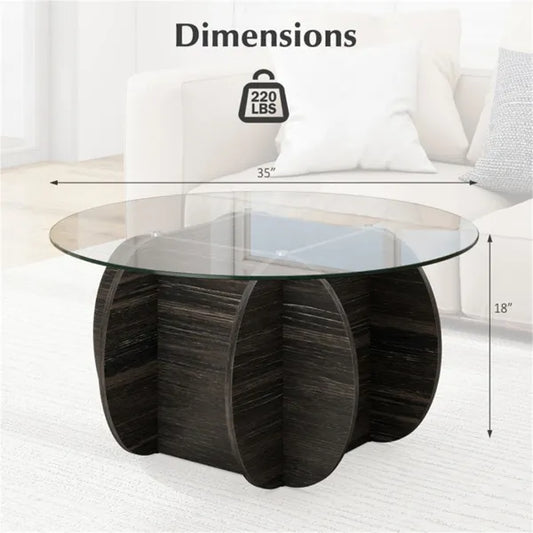 Sturdy Wooden Cocktail Table - Rubber Wood/Plywood/MDF Frame, 220lbs Capacity, Cross-Shaped Base