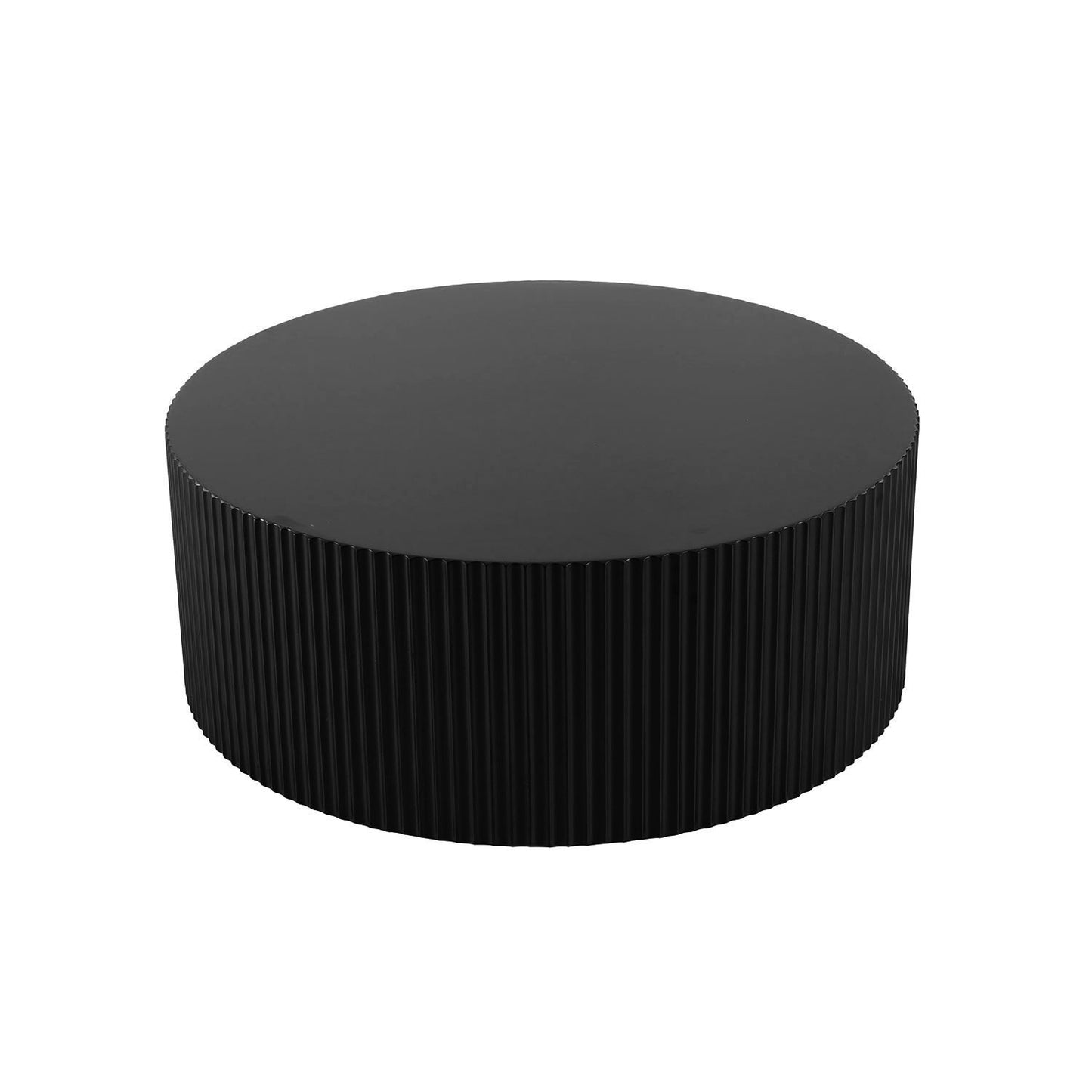 Sleek And Modern Round Coffee Table With Eye-Catching Relief Design, Black Same Sku W87676996