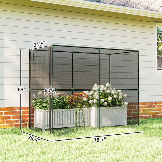 Crop Cage, Plant Protection Tent With Zippered Door, Plant Protector From Animals For Vegetables Flowers Fruits, Black