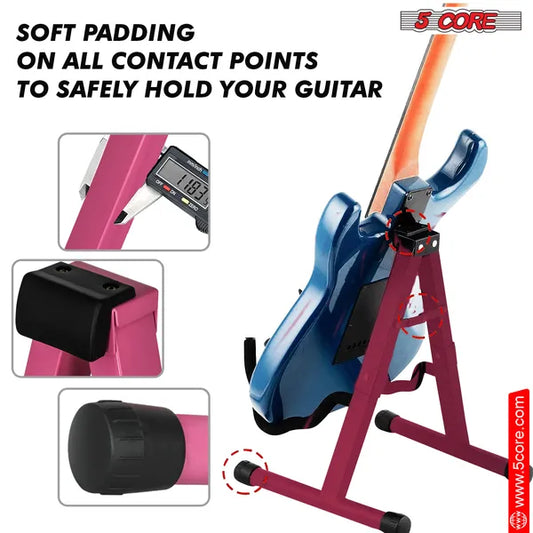 5 Core Guitar Stand 2PC A Frame W Soft Foam Arm Non Slip Rubber For Acoustic Electric Bass