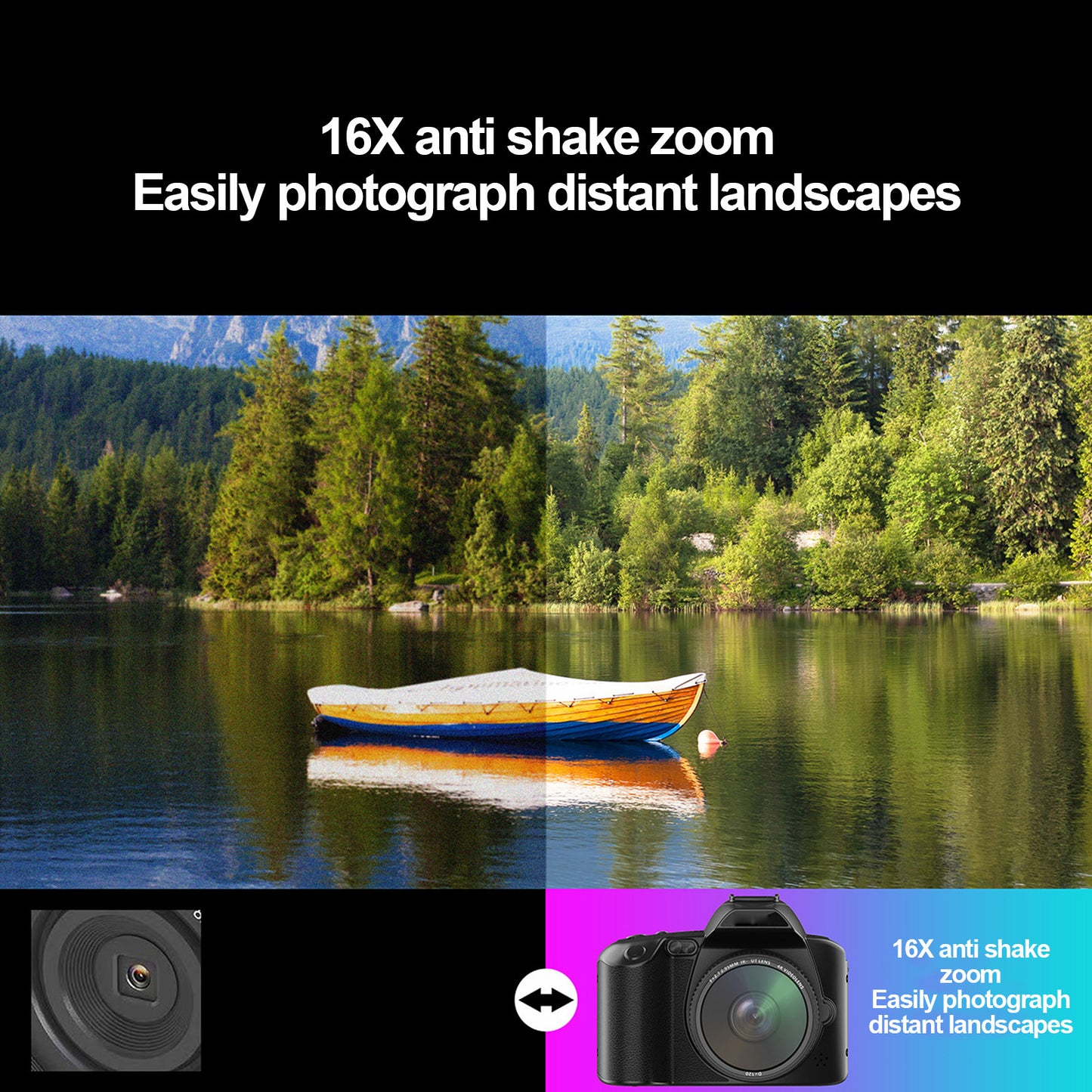Digital Camera 3 Inch IPS Screen 4K 64MP 16x Digital Zoom Night Vision Wireless Dual Cameras Camcorder With Memory Card 32G