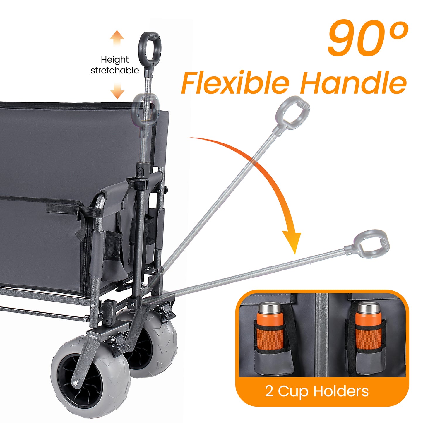 3- In- 1 Collapsible Wagon Converts To Bench Convertible Folding Wagon Cart With Rear- Mounted Folding Tabletop  500lbs Heavy- Duty  180L Capacity For Camping  Beach  Garden  Fishing- Gray