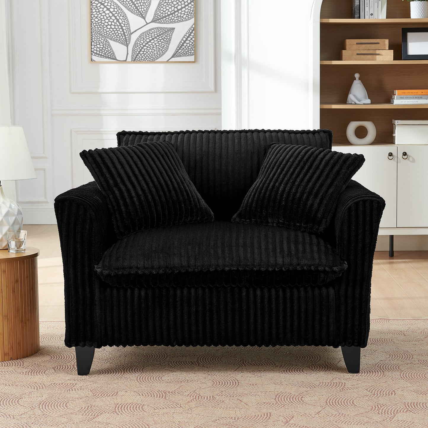 Lazy Sofa Chair, Comfortable Single-person Sofa Chair, With A Backrest And Soft Seat Cushion, Having Armrests On Both Sides, Suitable For Living Room And Bedroom - Black