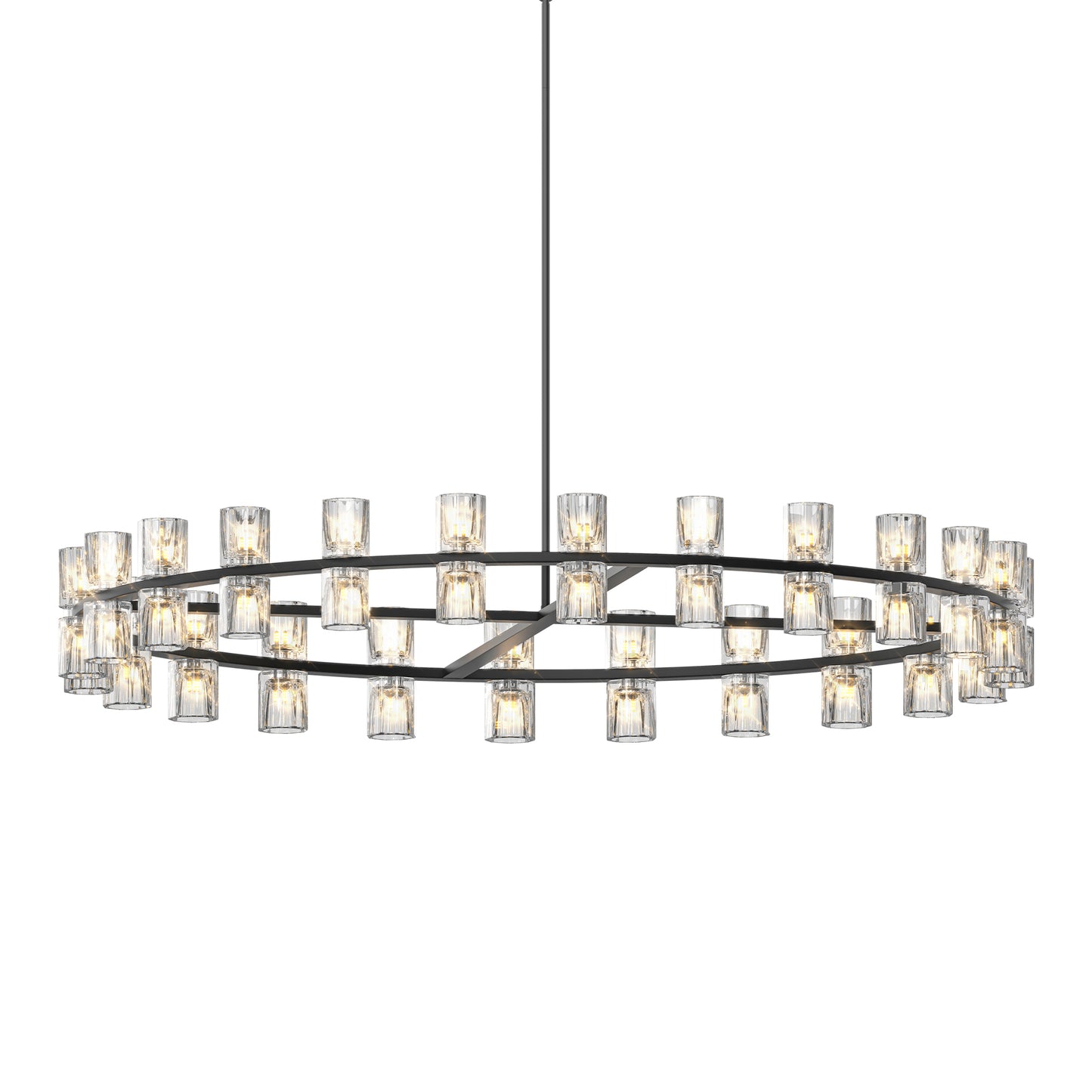 L005030-D48-P48B,W1340P310779,  48 Inches Luxury Chandeliers Crystal Living Room Decorative Lights Simple Modern Dining Room LED Lighting,for Home Decor Black ,Bulbs Included