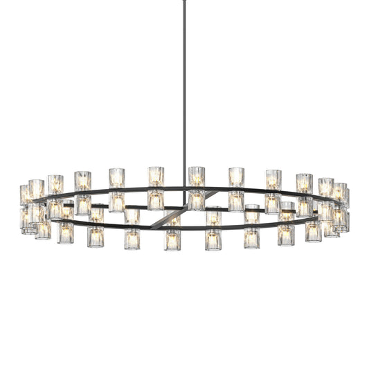 L005030-D48-P48B,W1340P310779,  48 Inches Luxury Chandeliers Crystal Living Room Decorative Lights Simple Modern Dining Room LED Lighting,for Home Decor Black ,Bulbs Included