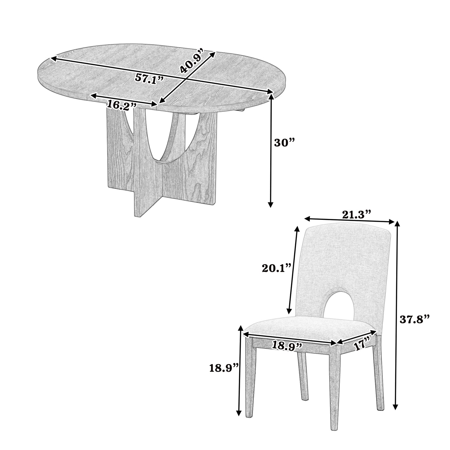 TOPMAX Modern 5-Piece Extendable Round Dining Table Set With 16.2inch Removable Leaf For Small Places, Espresso Old